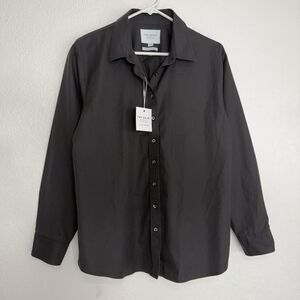 The Shirt Jet Set Icon Shirt Rochelle Behrens LARGE Black Button Up Minimalist